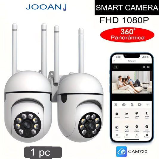 Câmara de Segurança PTZ 1080P Wifi sem fios com visão noturna a cores